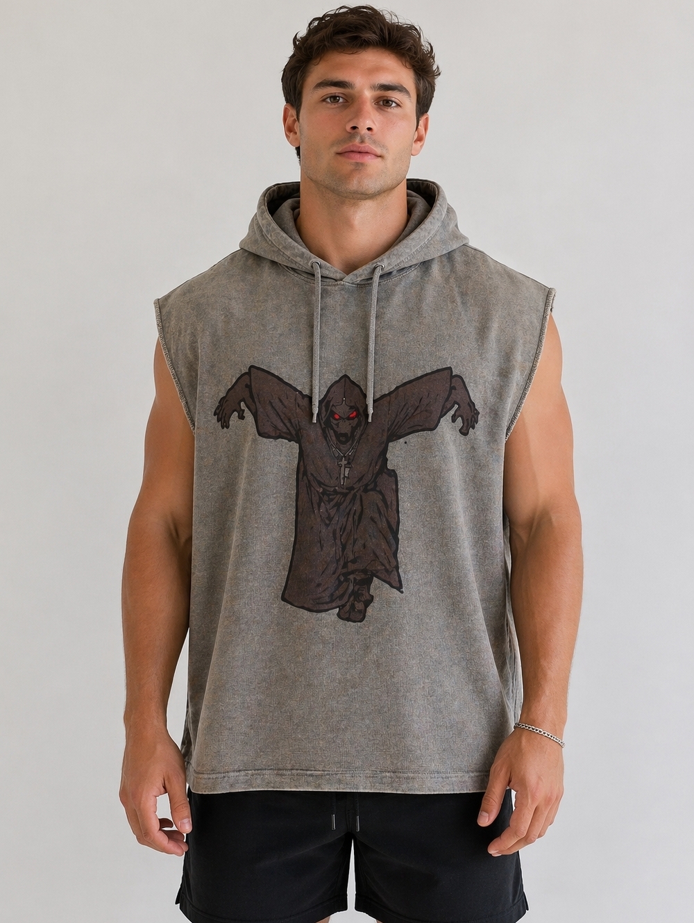 VTG 90s Bad+Mad Hardwear Hoodie Mens XL Reaper Ghost Skate Rave Streetwear Y2K